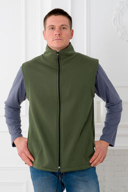 Жилет мужской из футера 3-х нитка хаки макси - Амадэль фото 4