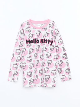 Bisiklet Yaka Hello Kitty Bask?l? K?z ?ocuk Pijama Tak?m?