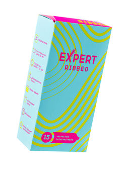 Презервативы EXPERT Ribbed, ребристые, 15шт
