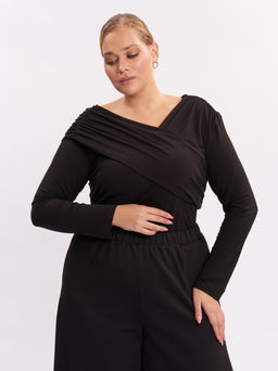 Лонгслив с драпировкой LN00503BLK01