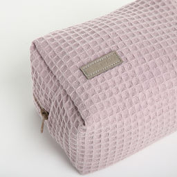Косметичка женская на молнии TEXTURA, объёмная, средняя, мягкая, вафельная текстура, пыльно-розовая  фото 8