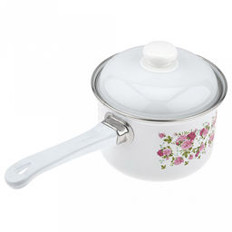 Китайская роза Ковш эмалированная 1,5л, форма цилиндрическая, металлическая крышка (Россия) - Домашняя мода фото 3