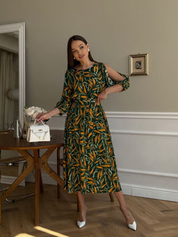 Платье DilanaVIP 2093 зеленый принт - Dilana vip фото 3