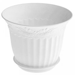 Кашпо для цветов пластмассовое Дубок 1,2л, д17см, h13см, с поддоном, полипропилен, белый (Россия) - Домашняя мода фото 6