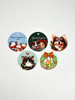 Цена за 2 шт. Набор мини-открыток новогодних «С Новым годом!», 30 штук, 7 x 7 см