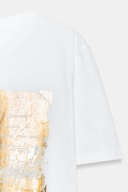 CAMISETA METALIZADA MANGA CORTA / Blanco