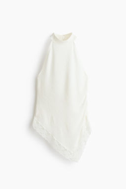 Top halter con ribete de encaje