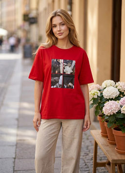 K13398 Футболка OVER SIZE КРАСНЫЙ