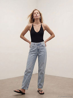 Y?ksek Bel Straight Fit Kad?n Jean Pantolon