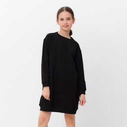 Платье для девочки чёрное прямое MINAKU: Casual Collection, рост 146 см