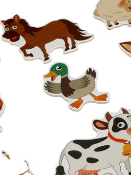 Двусторонний планшет «Ферма», маркер для рисования, липучки, пазлы