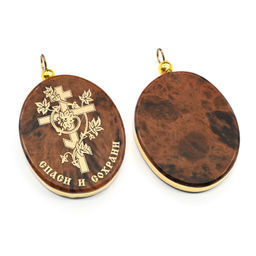 Кулон из обсидиана с окантовкой Правосалвный крест 20*30мм Кулон из обсидиана с окантовкой Правосалвный крест 20*30мм