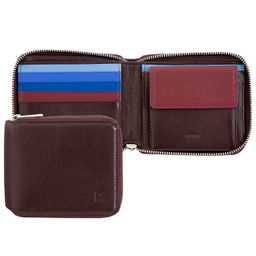 Итальянский кожаный кошелек на молнии DuDu серии Faro | темно-бордовый