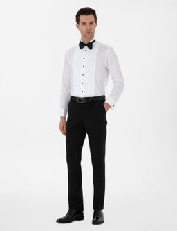 Beyaz Slim Fit Pamuk Kar___ml_ Ata Yaka Smokin G_mlek