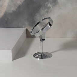 Зеркало настольное, с увеличением х2, двустороннее, 9×14.5 см, (d=7.7 см), металлическое