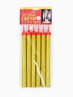 Свечи фонтаны в торт «Золото», 6 шт., 18 см, горение 50 сек