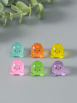 Цена за 2 шт. Набор фигурок из эпоксидной смолы флуоресцентные «Зайчики», 6 шт., 1.7×1.8×2 см