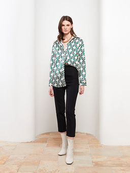 Kad?n Y?ksek Bel Standart Fit D?z Pantolon