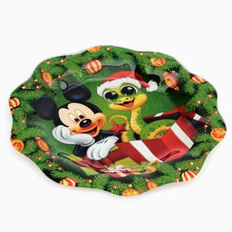 Тарелка стеклянная новогодняя «Новогодний сюрприз», Микки Маус, 23 см