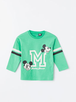 Bisiklet Yaka Mickey Mouse Bask?l? Erkek Bebek Ti??rt