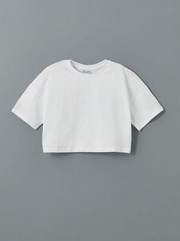 Bisiklet Yaka K?z ?ocuk Crop Ti??rt