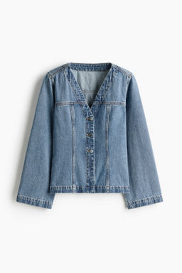 Chaqueta denim con escote en V