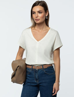 VILATTE / Футболка из фактурного полотна из 100% хлопка фото 6