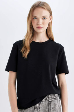 Regular Fit Bisiklet Yaka Basic Duz K?sa Kollu Tisort - Defacto фото 2