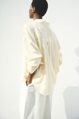 Camisa oversize en mezcla de lino - H&m фото 5
