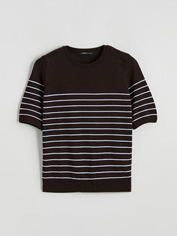 Bisiklet Yaka ?izgili Kad?n Triko Kazak