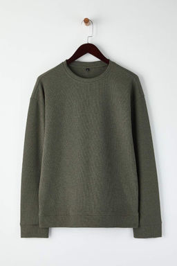 Siyah - Haki Yeni Oversize/Genis Kal?p 2li Paket Dokulu Waffle Sweatshirt TMNAW26SW00028 - Trendyolmilla фото 9