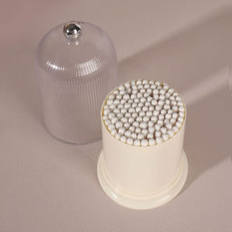 Органайзер для ватных палочек, с крышкой, d=7.4×11.6 см, молочный, прозрачный