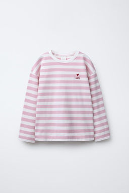 HEART EMBROIDERY STRIPE T-SHIRT