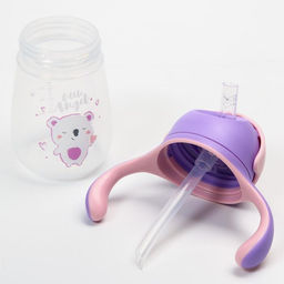 Поильник детский с силиконовой трубочкой «Koala», 250 мл., с ручками, цвет фиолетовый