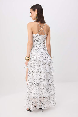 Siyah-Beyaz Puantiye Asimetrik Maxi Abiye & Mezuniyet Elbisesi TPRSS26AE00174 - Trendyolmilla фото 4