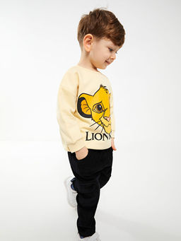 Bisiklet Yaka Uzun Kollu Aslan Kral Bask?l? Erkek Bebek Sweatshirt - Waikiki фото 3