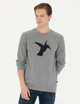 Серый меланжевый свитшот с круглым вырезом - Cacharel фото 3