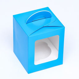 Цена за 3 шт. Коробка для 1 капкейк с окном голубая, 9.2×9.2×11.1 см