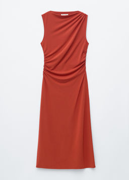 Vestido midi drapeado sin mangas - H&m фото 2