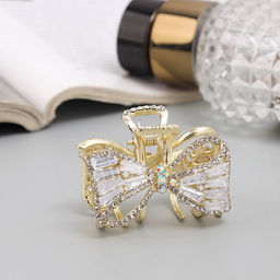 Цена за 6 шт. Крабик для волос «Дороти», бантик, 4 см, золото