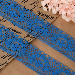 Кружево капроновое, 35 мм, 10±1 м, цвет синий