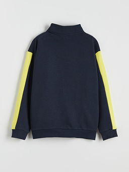 Dik Yaka Fenerbah?e Bask?l? Erkek ?ocuk Fermuarl? Sweatshirt