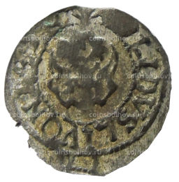 Монета Солид 1634-1654 года Шведская оккупация Риги  королева Кристина