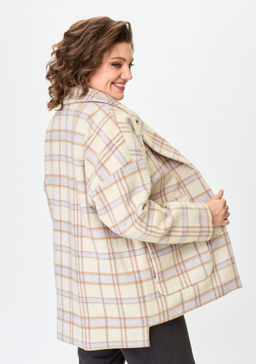 Пальто БелЭльСтиль 841 молочная клетка фото 4