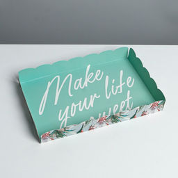 Цена за 5 шт. Коробка для печенья, кондитерская упаковка с PVC крышкой, Make your life sweet, 22 х 15 х 3 см