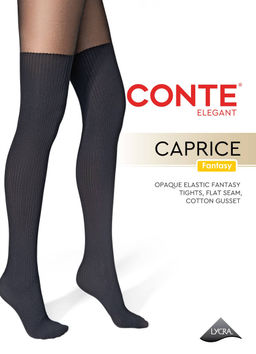 Колготки фантазийные CONTE Колготки с имитацией гольфинов в рубчик CAPRICE nero - Conte elegant фото 4