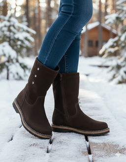 Полусапоги женские на войлочной подошве, Нубук, овчина, войлок, лепесток - Roshva фото 10