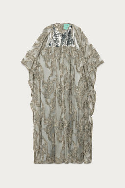 VESTIDO T?NICA JACQUARD LENTEJUELAS MARISA BERENSON X ZARA / Plata