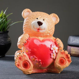 Копилка для денег Мишка с сердцем, гипс, 16.5?18.5 см