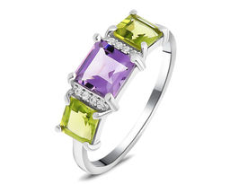 Кольцо, аметист , перидот, Сара